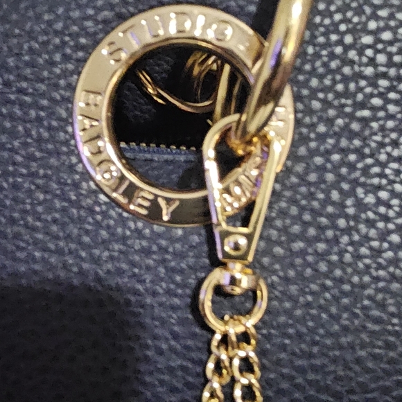 Badgley Mischka Tote with Chain Logo Eyelet in Dark Navy BRAND NEW! - Picture 3 of 14